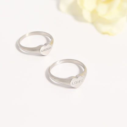 18K Gold PVD Stainless Steel Amour Heart Signet Ring
