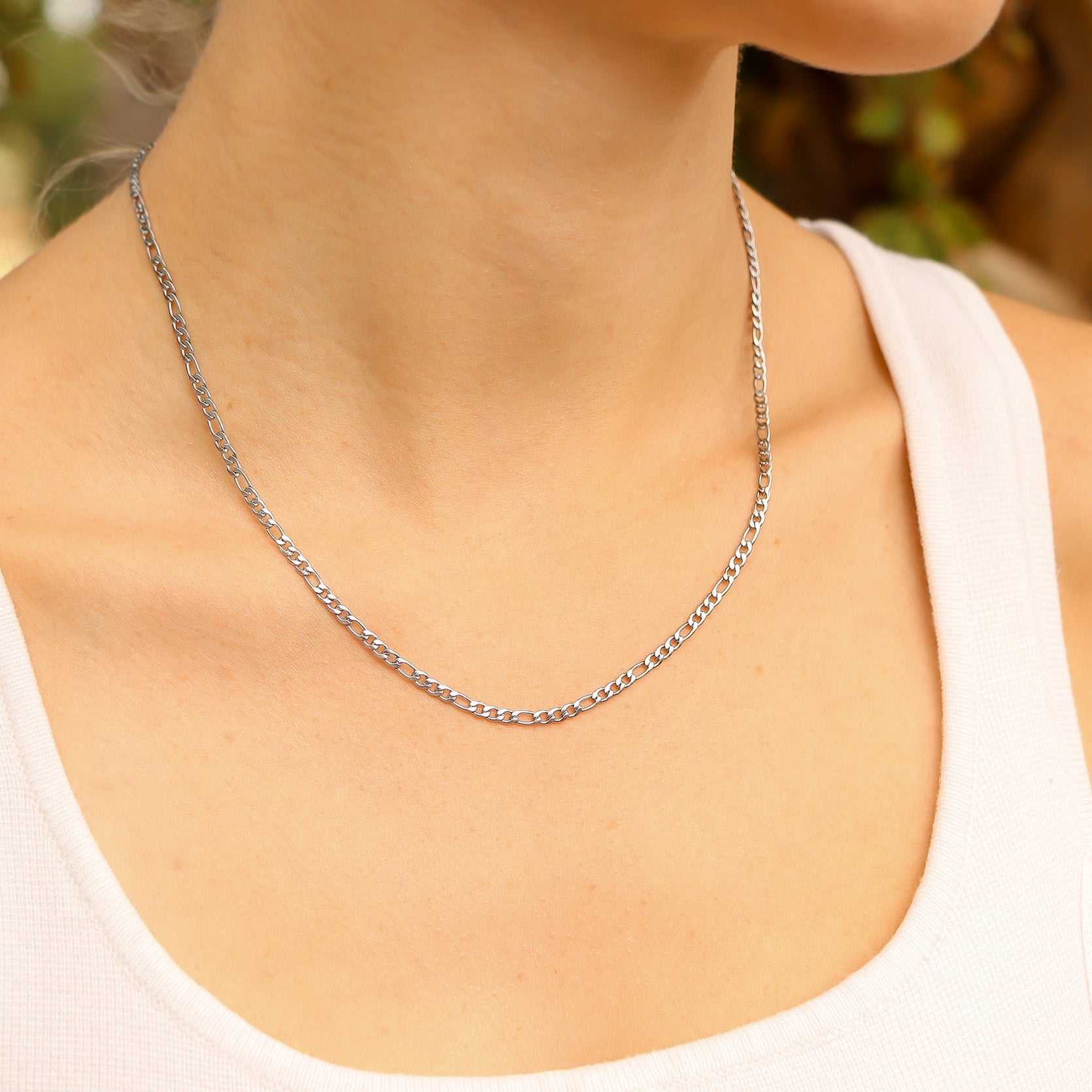 Stainless Steel Figaro Chain Necklace
