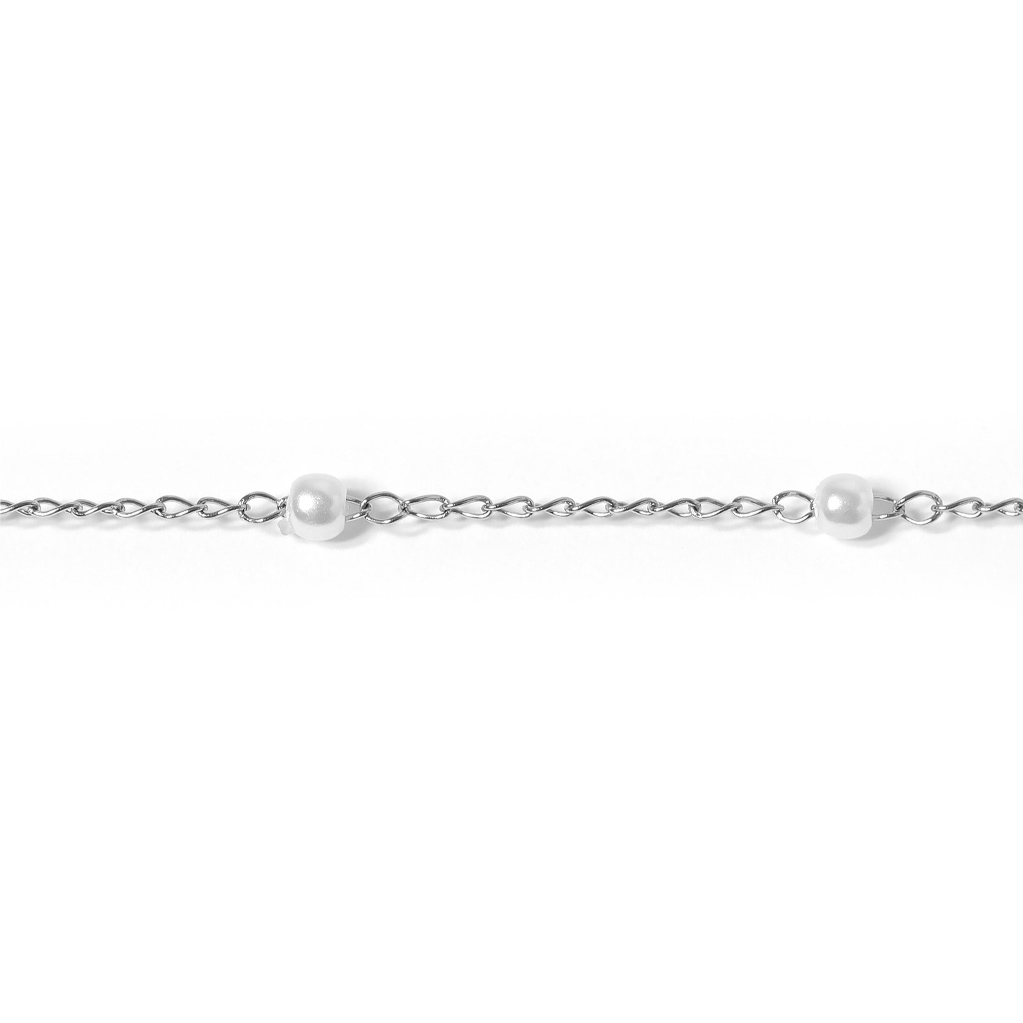 18K PVD Stainless Steel Faux Pearl Cable Chain By The Foot