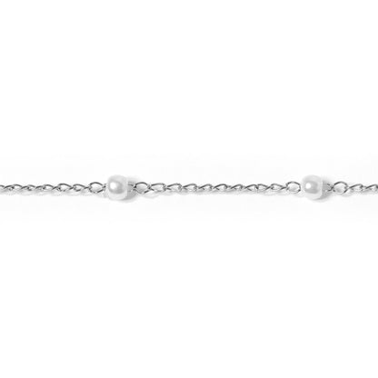 18K PVD Stainless Steel Faux Pearl Cable Chain By The Foot