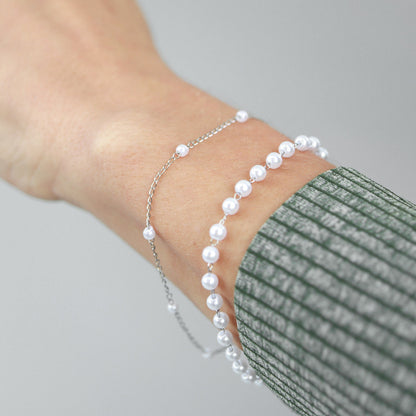 18K PVD Stainless Steel Faux Pearl Cable Chain By The Foot