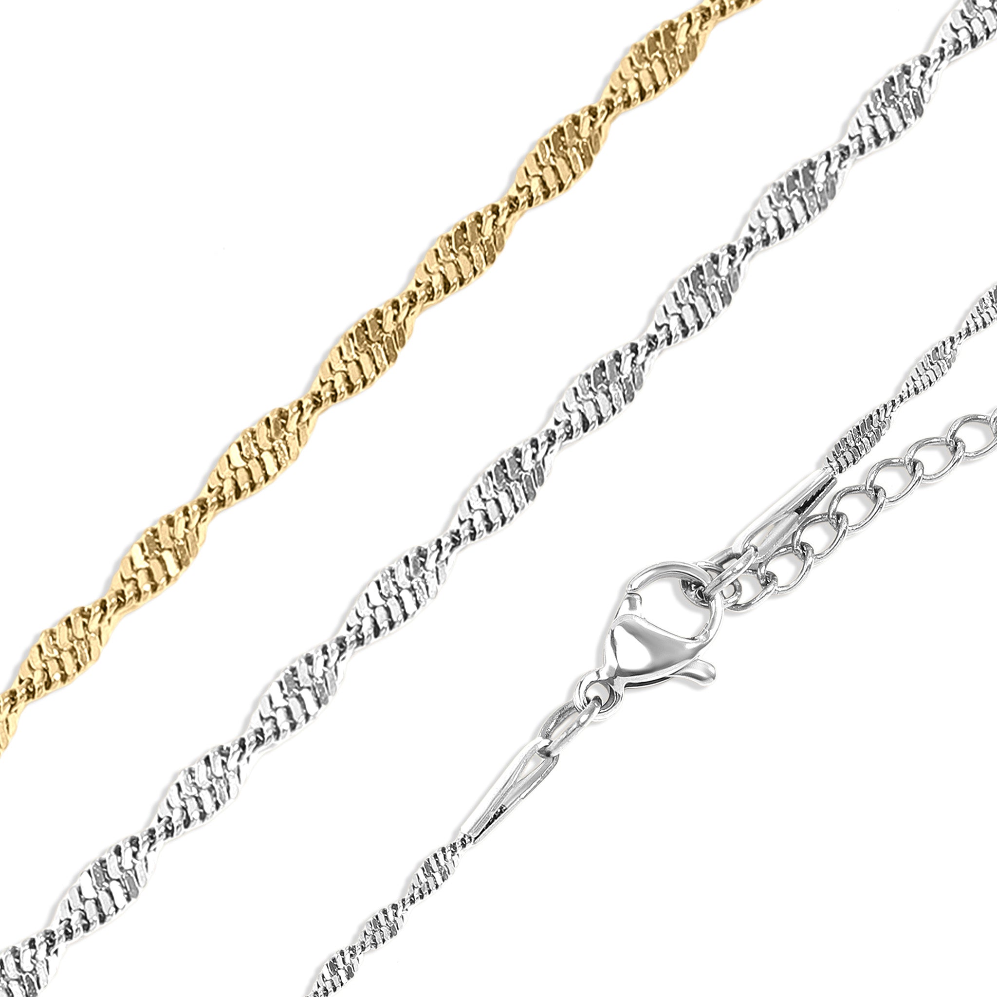 18K Gold PVD Stainless Steel Singapore Chain Necklace