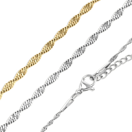 18K Gold PVD Stainless Steel Singapore Chain Necklace
