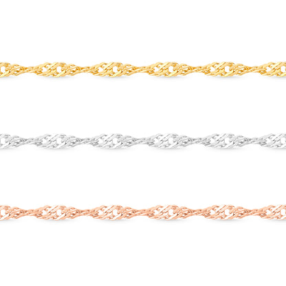 1.2 mm Singapore 14K Solid Gold Permanent Jewelry Chain - By the Inch