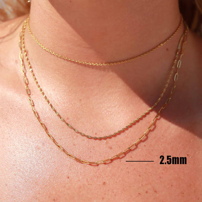 18K Gold PVD Stainless Steel Paperclip Chain - By The Foot