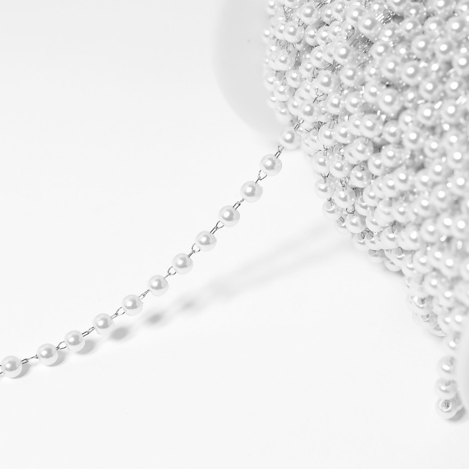 Stainless Steel Faux Pearl Bead Chain By The Foot