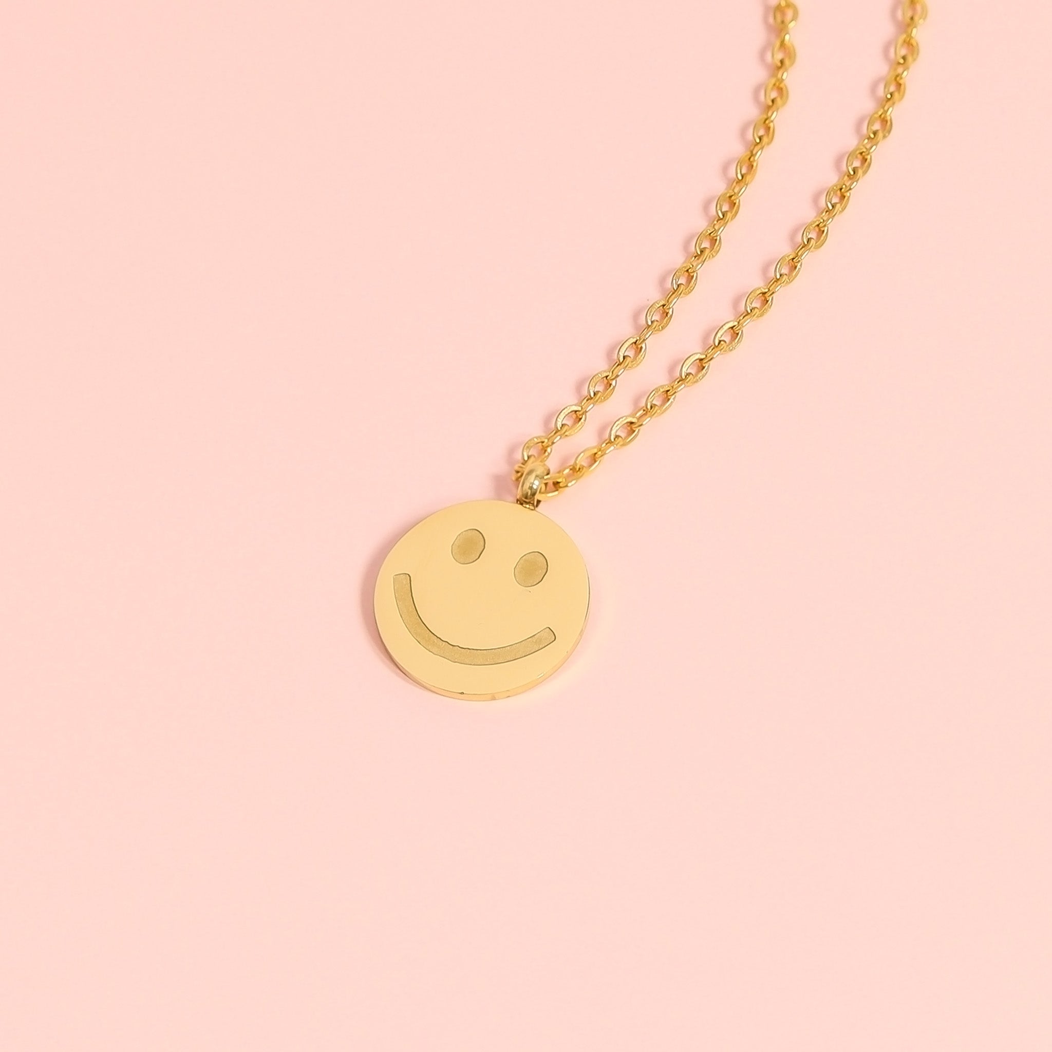 18K Gold PVD Stainless Steel Smiley Face Charm
