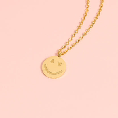 18K Gold PVD Stainless Steel Smiley Face Charm