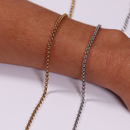 3mm 18K Gold PVD Stainless Steel Rolo Permanent Jewelry Chain By The Foot