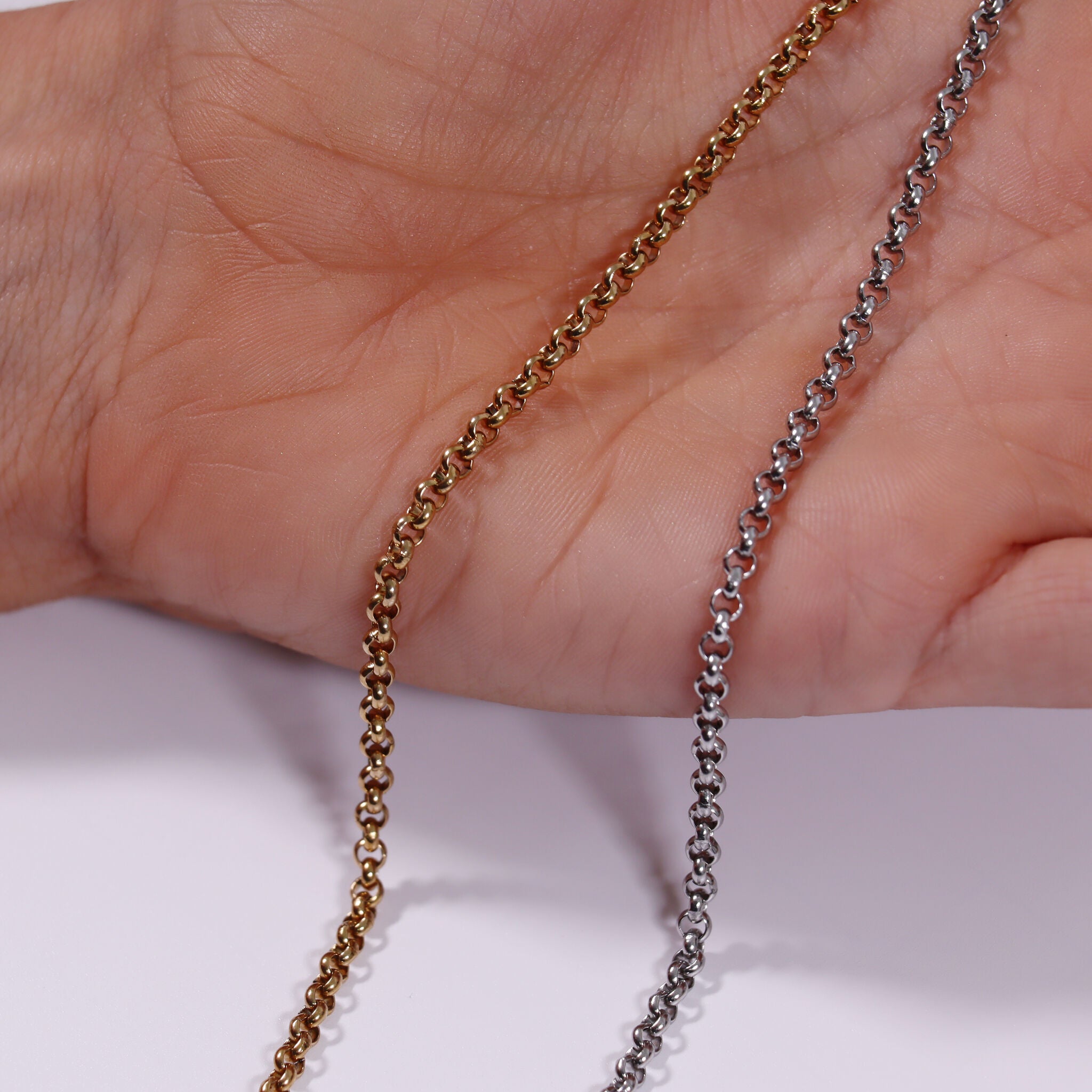 3mm 18K Gold PVD Stainless Steel Rolo Permanent Jewelry Chain By The Foot