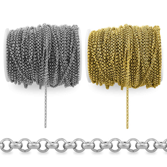 Stainless Steel 3mm Rolo Chain (unsoldered) 164' Spool 50 meter