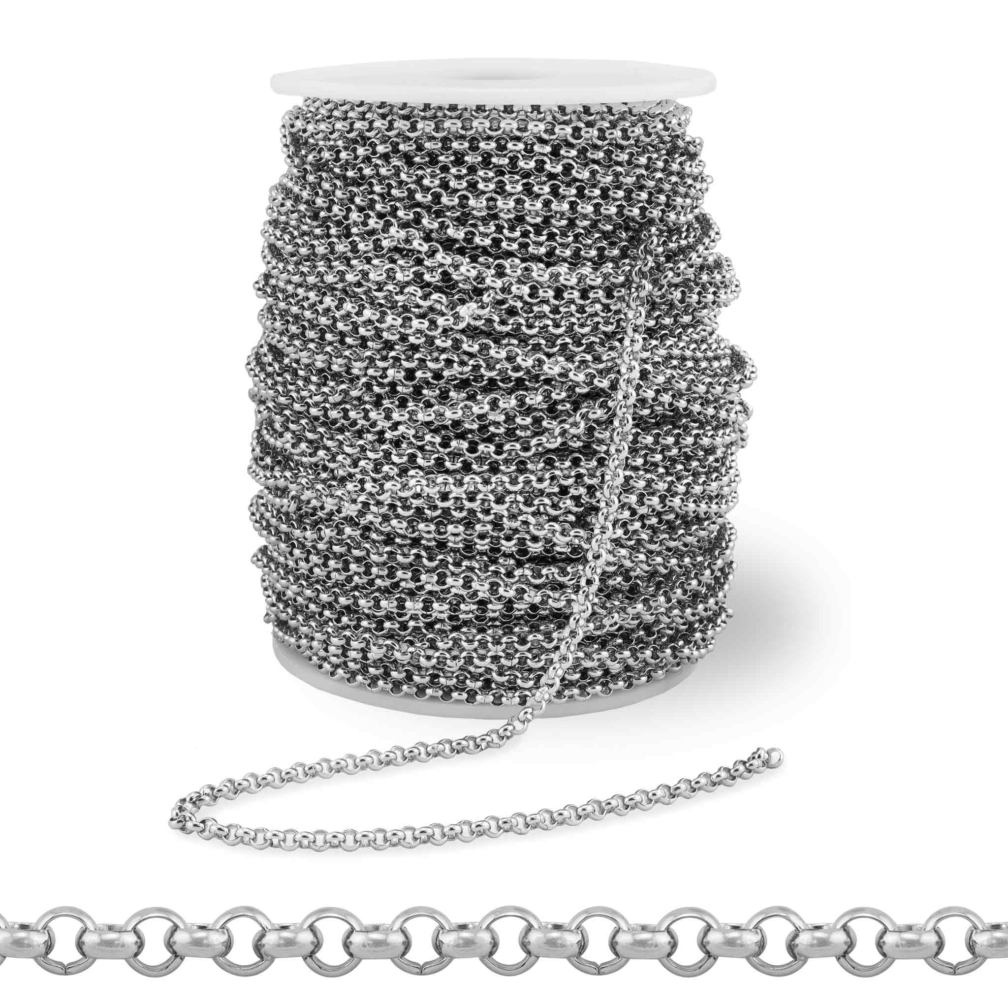 3mm 18K Gold PVD Stainless Steel Rolo Permanent Jewelry Chain By The Foot