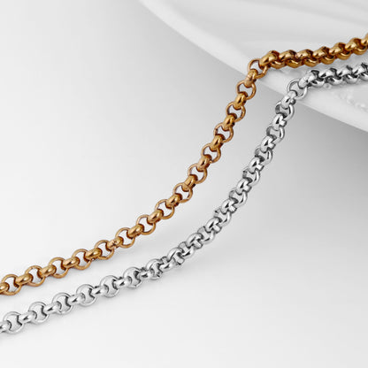 3mm 18K Gold PVD Stainless Steel Rolo Permanent Jewelry Chain By The Foot