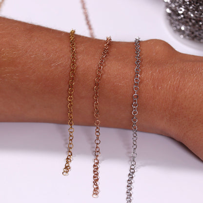 3mm 18K Gold PVD Stainless Steel Circle Cable Permanent Jewelry Chain By The Foot