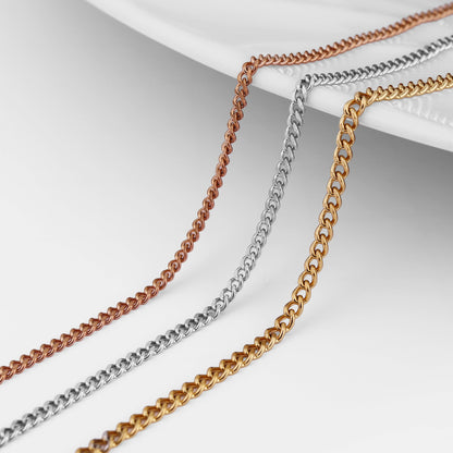 2mm 18K Gold PVD Stainless Steel Diamond Cut Curb Permanent Jewelry Chain By The Foot