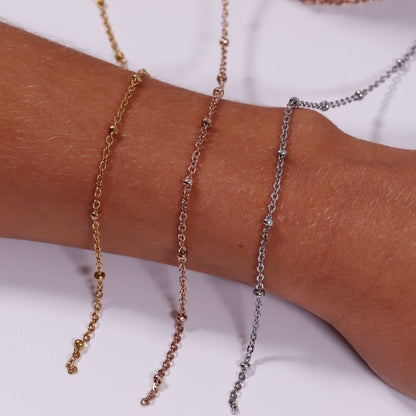 2.5mm 18K Gold PVD Stainless Steel Beaded Satellite Permanent Jewelry Chain By The Foot