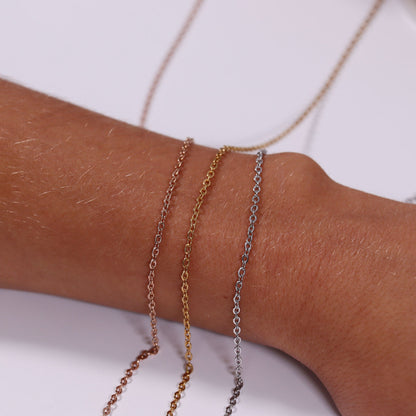 1.5mm 18K Gold PVD Stainless Steel Oval Loop Permanent Jewelry Chain By The Foot