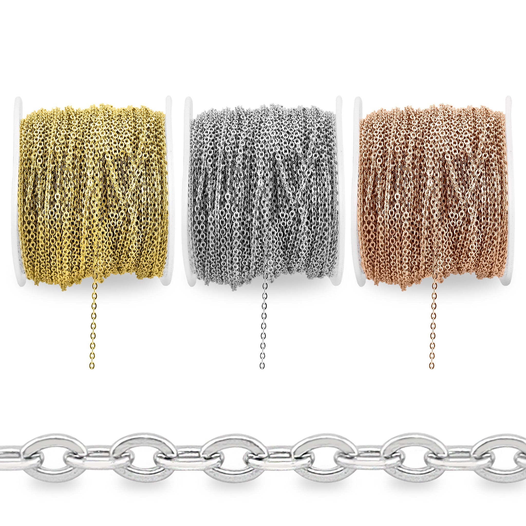 Stainless Steel 1.5mm Oval Loop Chain 164' Spool 50 meter