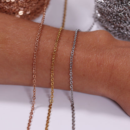 2.5mm 18K Gold PVD Stainless Steel Oval Loop Permanent Jewelry Chain By The Foot
