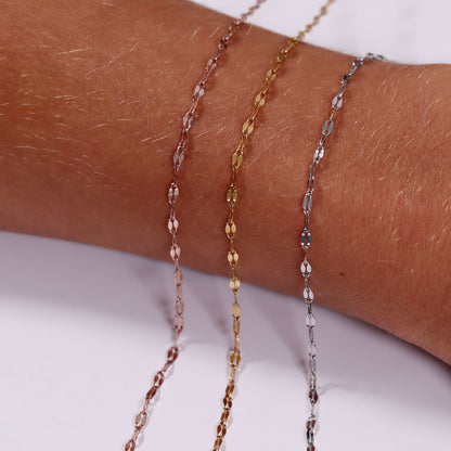 2mm 18K Gold PVD Stainless Steel Lip Permanent Jewelry Chain By The Foot