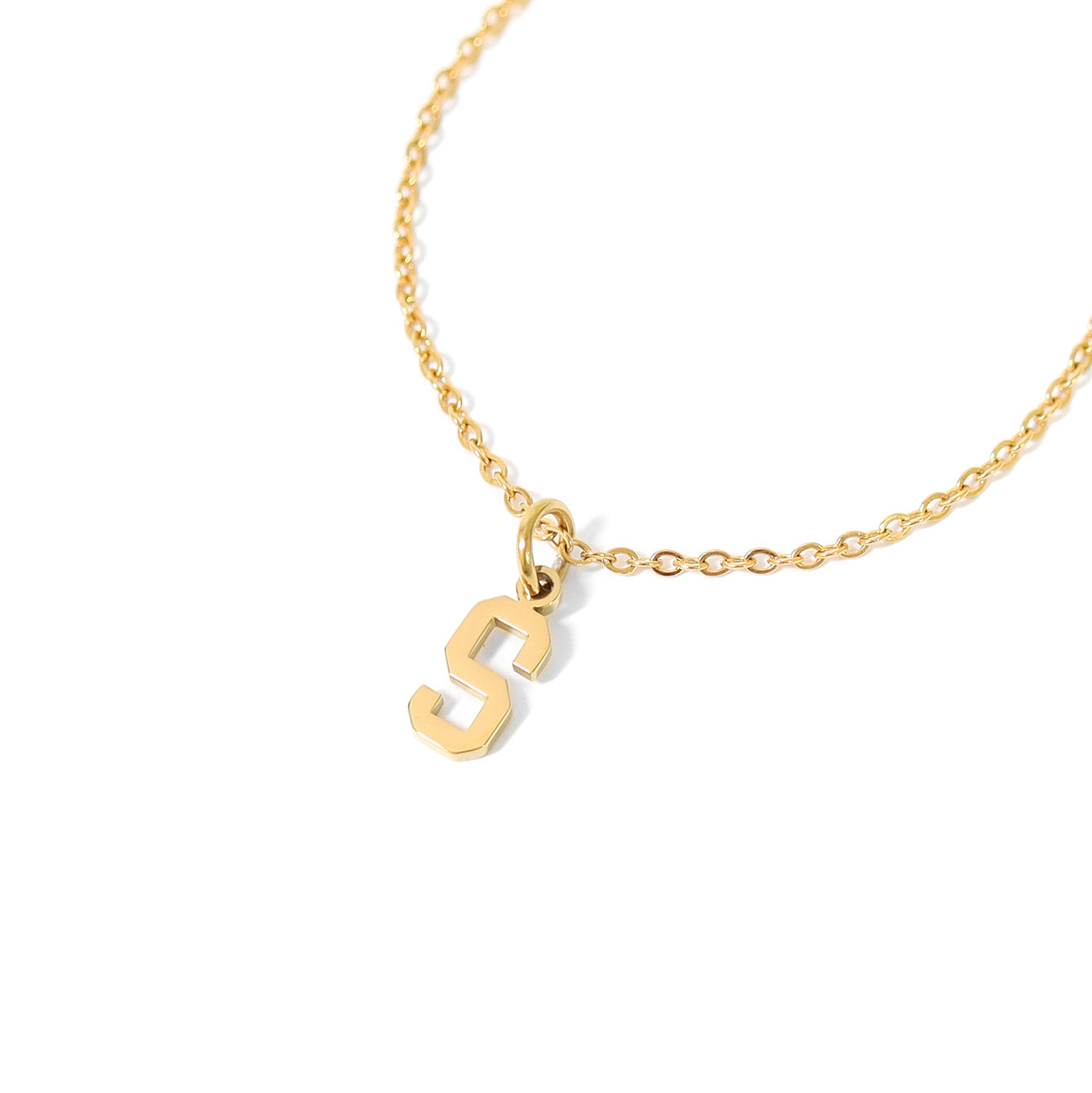 18K Gold PVD Coated Stainless Steel Small Sport Letter Pendant