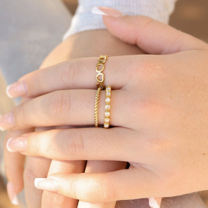 18K Gold PVD Stainless Steel Alternating Heart Stacking Ring