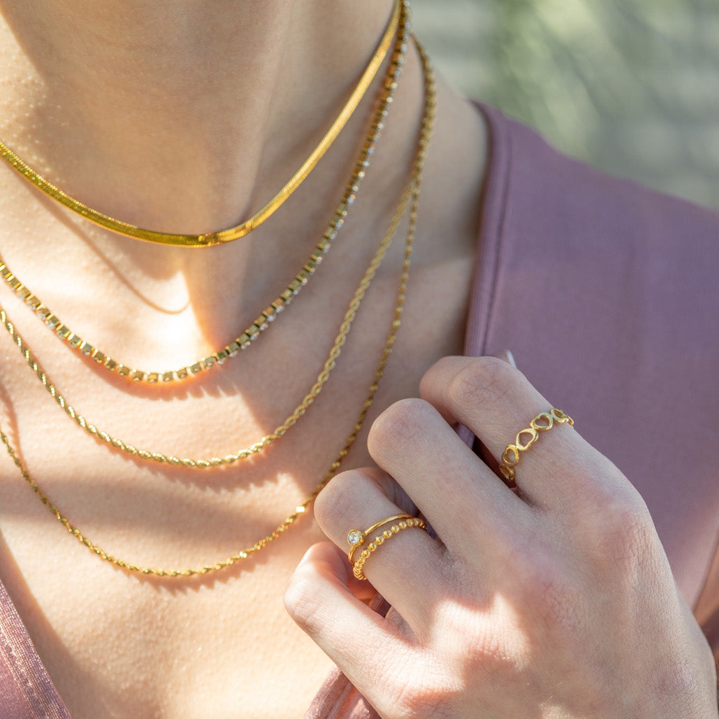 18K Gold PVD Stainless Steel Rope Chain Necklace