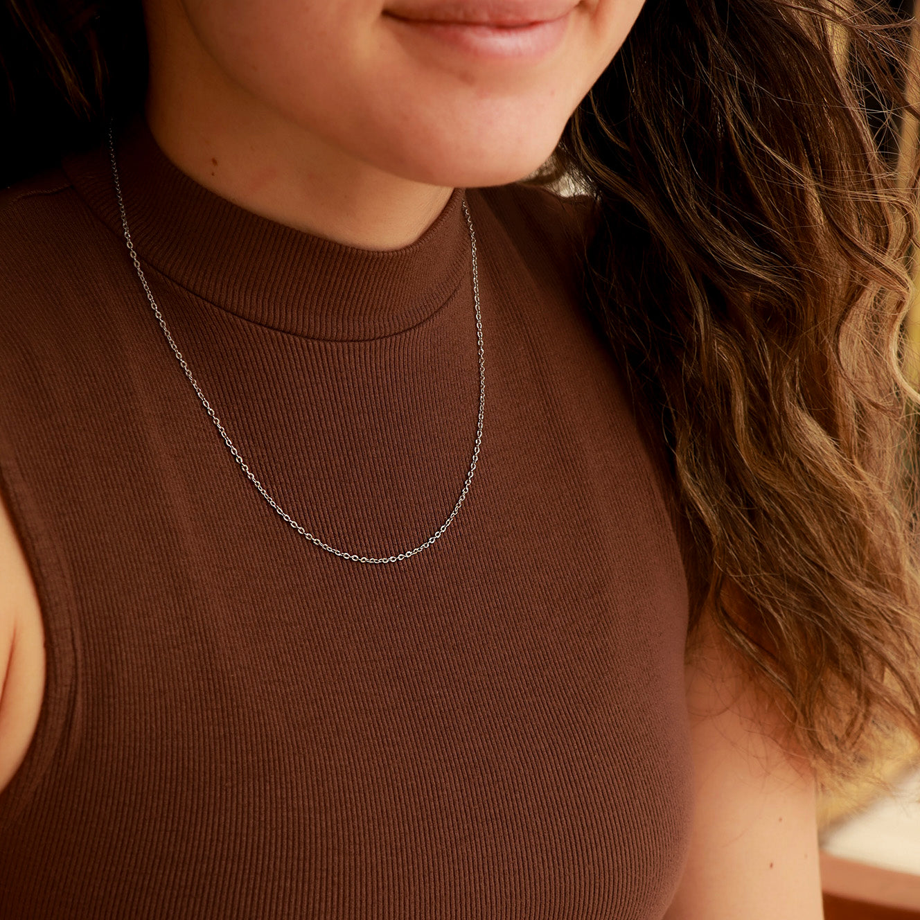 18K Gold PVD Stainless Steel Crimped Oval Link Chain Necklace