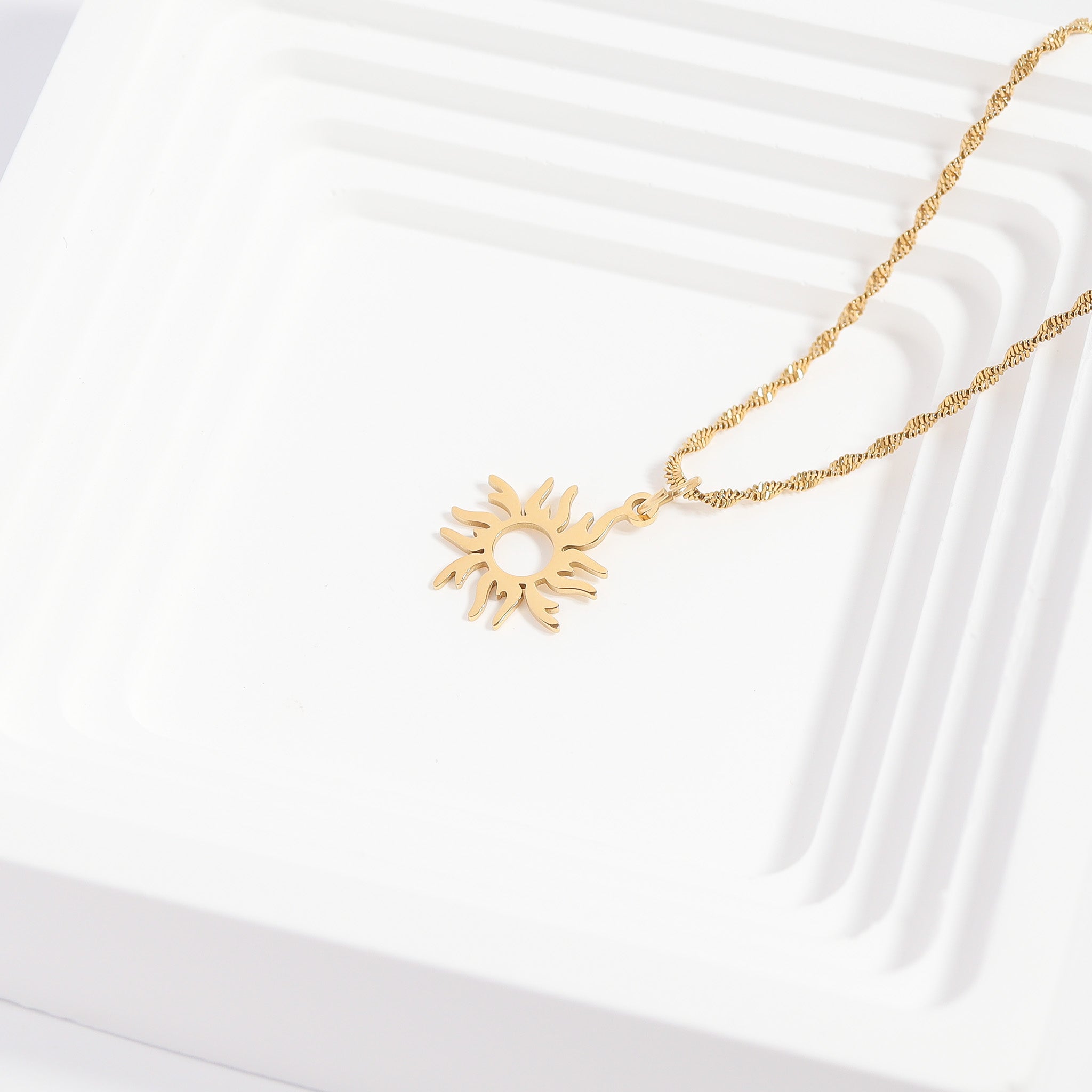 18K Gold PVD Stainless Steel Sunburst Charm
