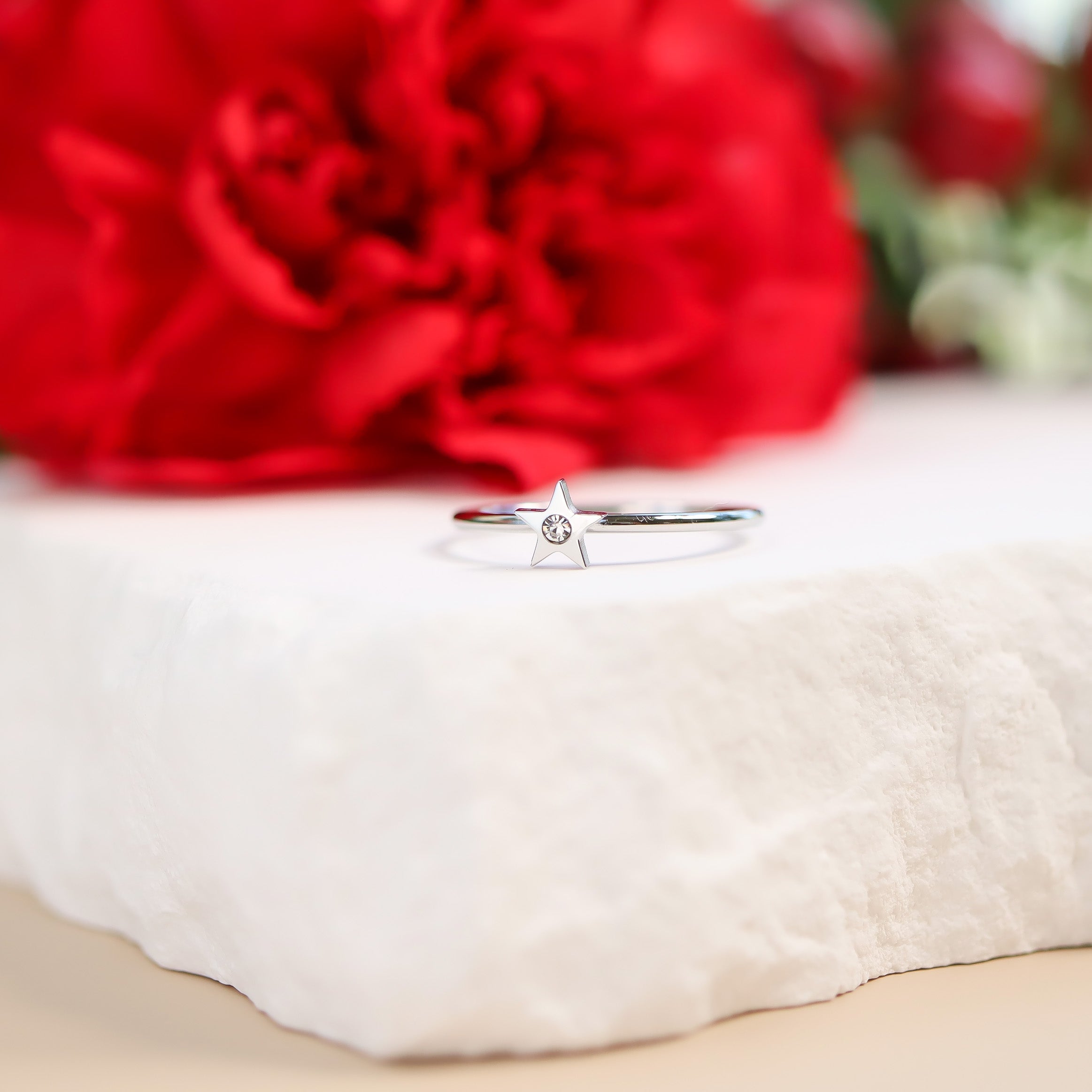 18K Gold PVD Stainless Steel CZ Stone Star Symbol Ring