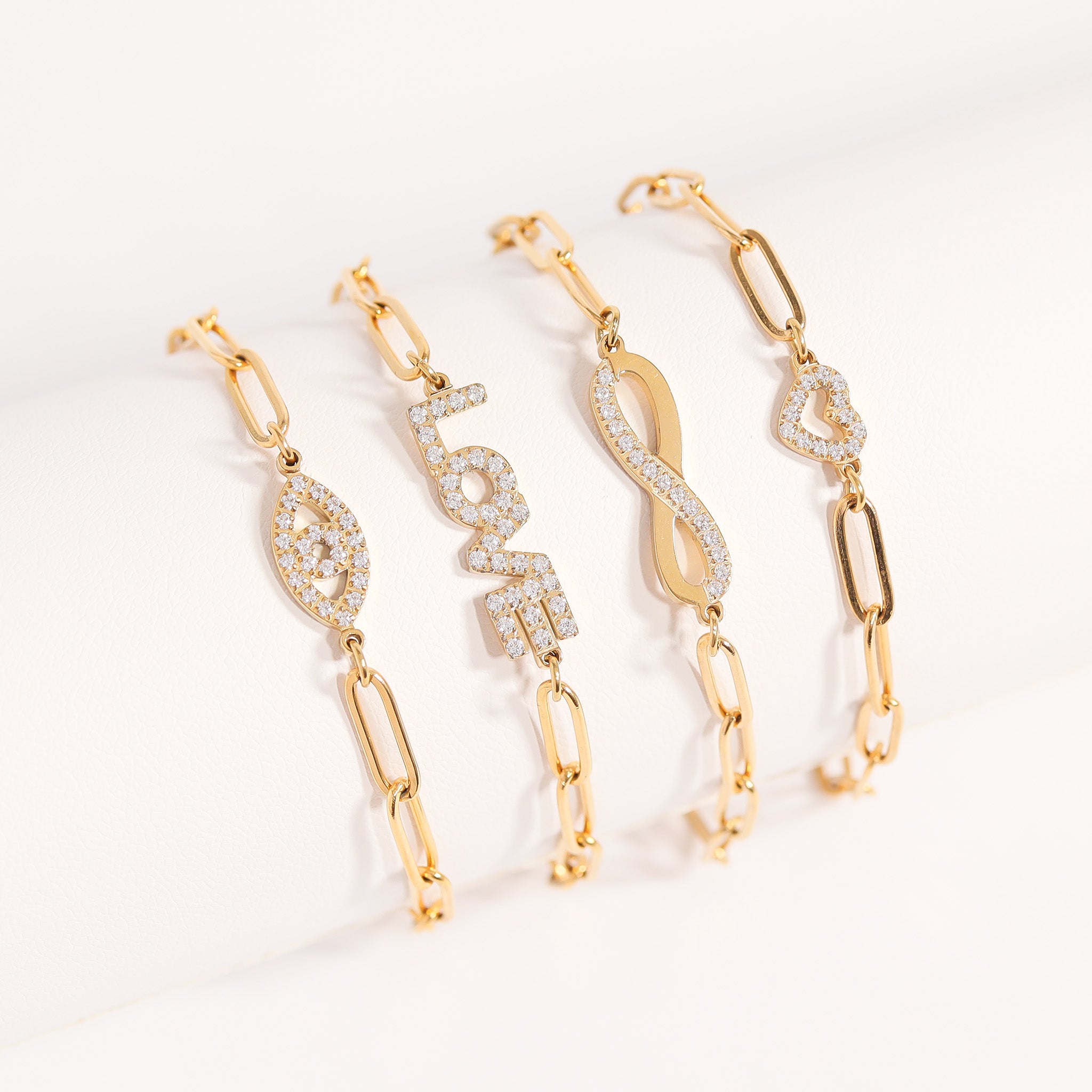 18K Gold PVD Stainless Steel Stone "Evil Eye" Paperclip Chain Bracelet