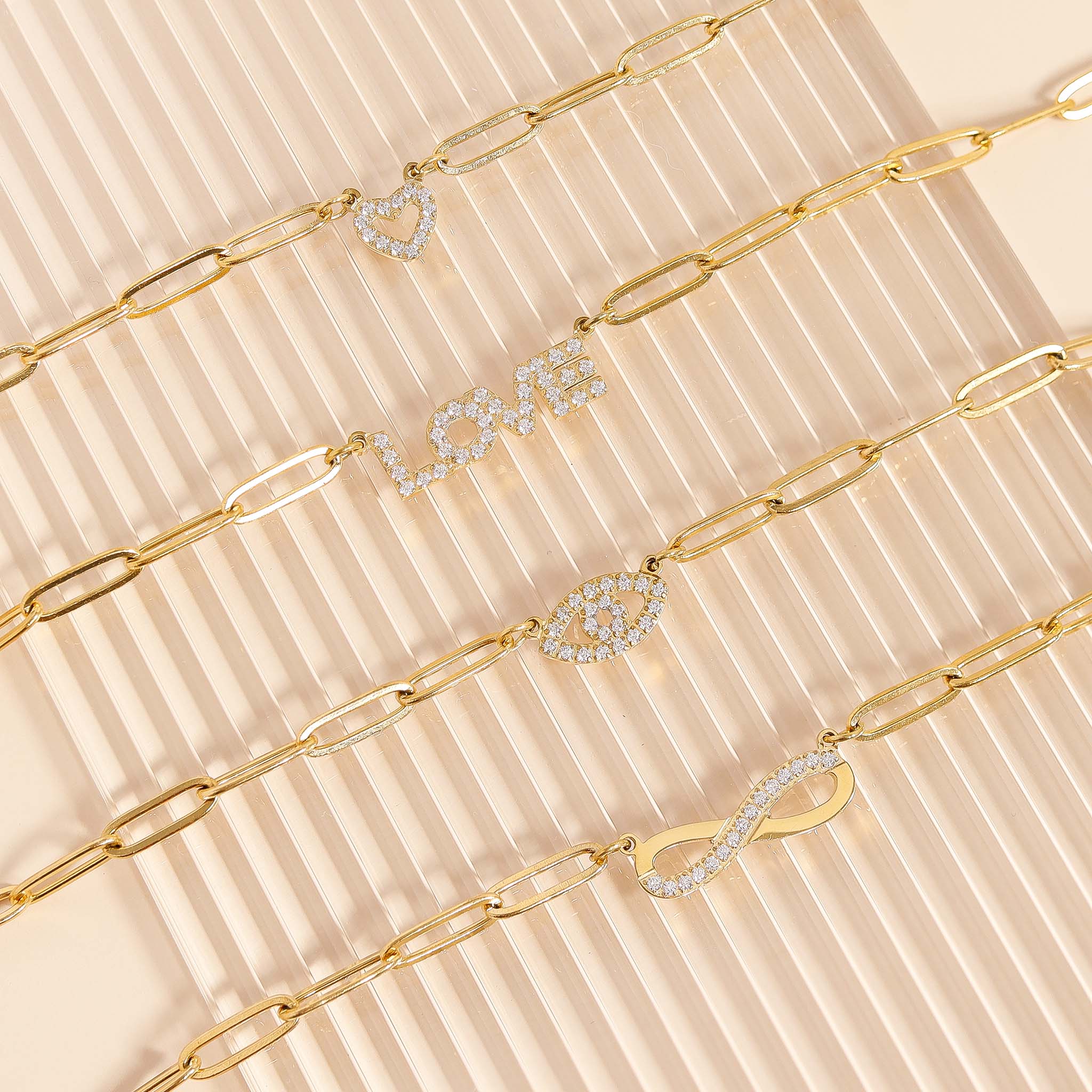 18K Gold PVD Stainless Steel Stone "Evil Eye" Paperclip Chain Necklace