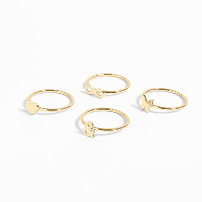 18K Gold PVD Stainless Steel Symbol Stacking Rings