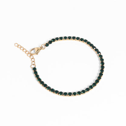 18K Gold PVD Stainless Steel Birthstone Tennis Chain Bracelet