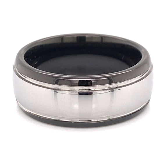 Black Trim Tungsten Comfort Fit Ring
