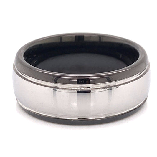 Black Trim Tungsten Comfort Fit Ring