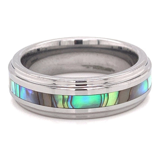Tungsten Mother Of Pearl Center Comfort Fit Ring