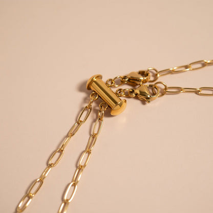 18K Gold PVD Stainless Steel 2 Row Layering Necklace Clasp