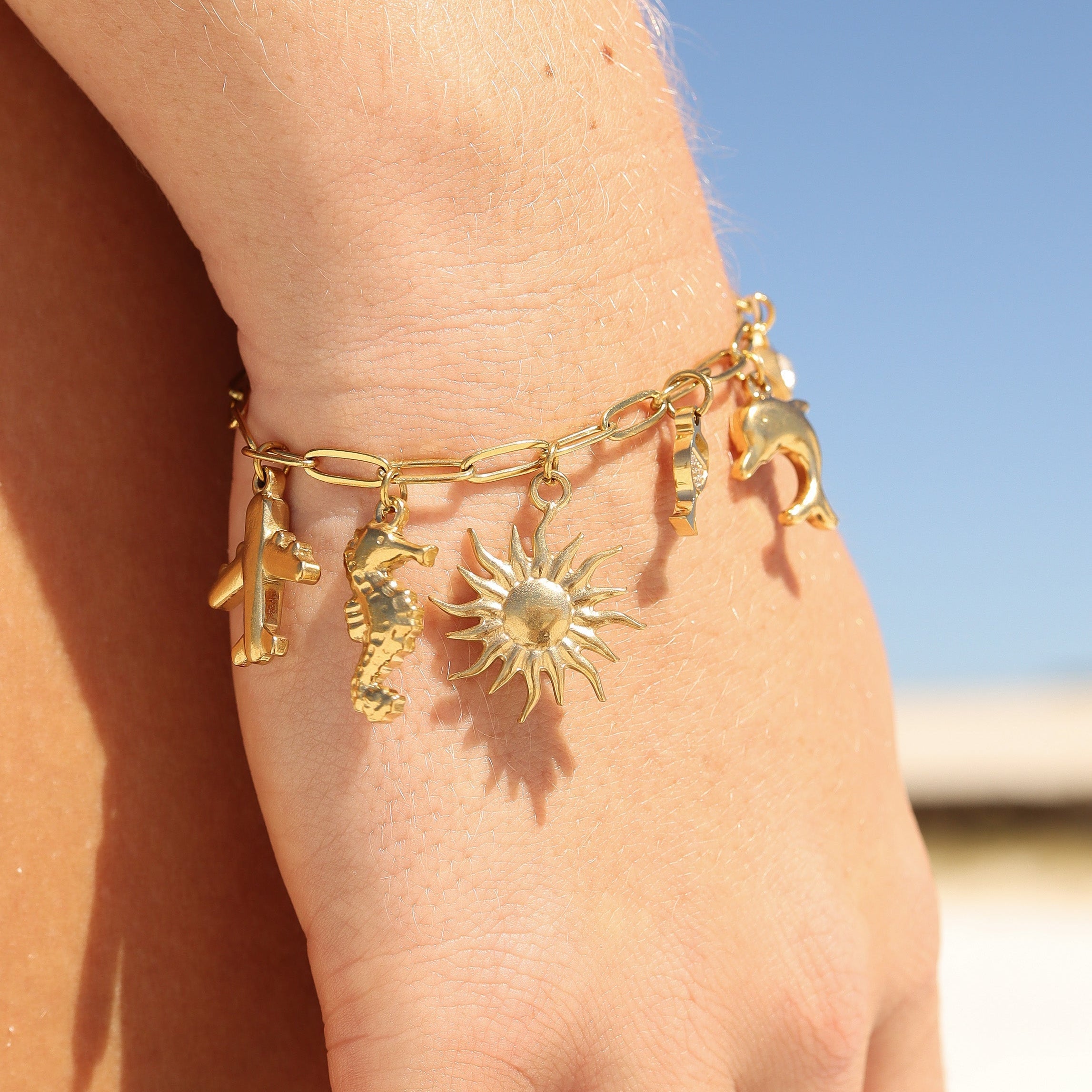 18K Gold PVD Stainless Steel Vacation Charm Set