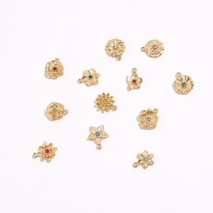 18K Gold PVD Stainless Steel Vertical 3D Birth Flower Charm