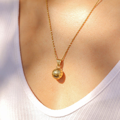 18K Gold PVD Stainless Steel 3D Volleyball Charm