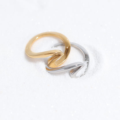 Stainless Steel 18K Gold PVD Coated Wave Ring
