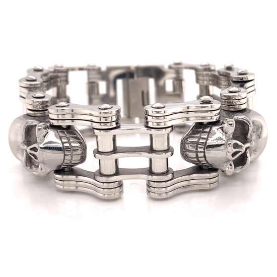 Stainless Steel Skull Bike Chain Bracelet