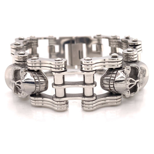 Stainless Steel Skull Bike Chain Bracelet