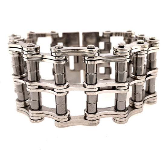 Stainless Steel Heavy Double Bike Chain Bracelet