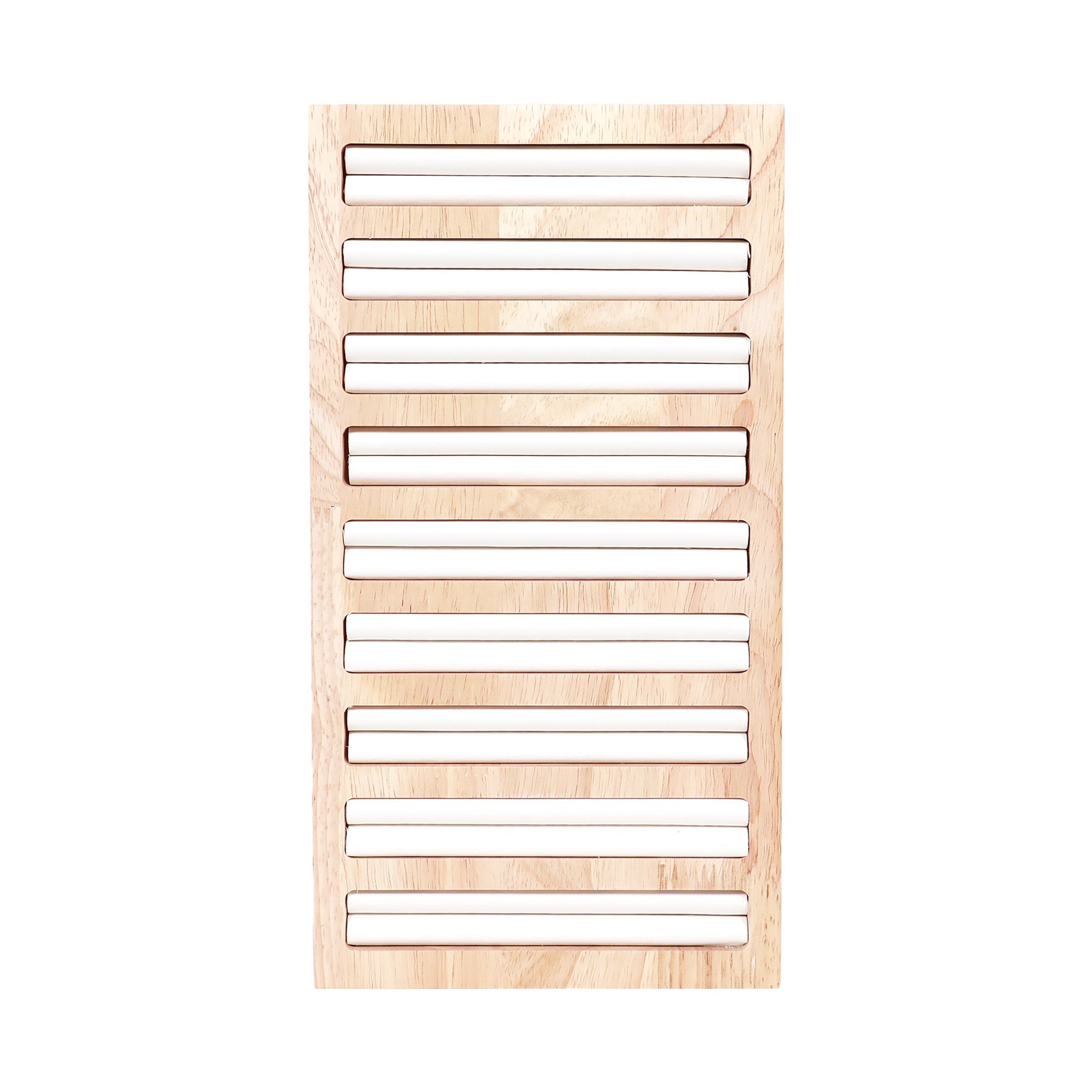 Natural Wood & Leather Slotted Ring Display
