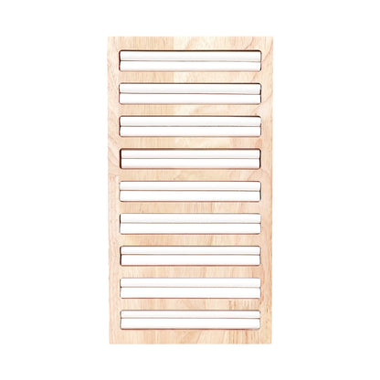 Natural Wood & Leather Slotted Ring Display