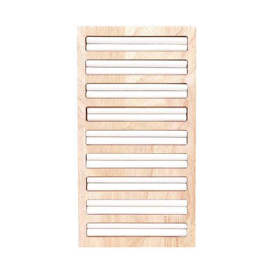 Natural Wood & Leather Slotted Ring Display