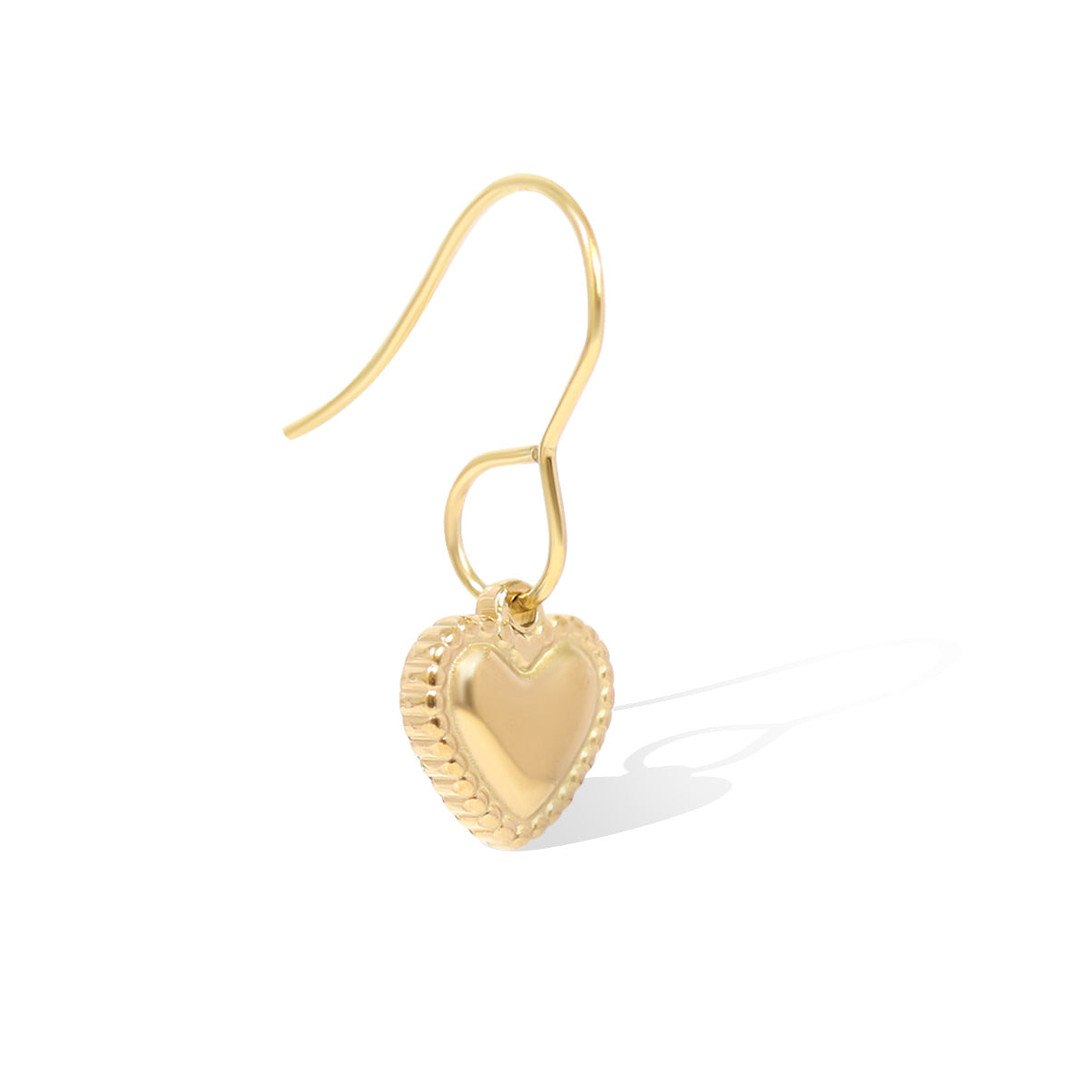 18K Gold PVD Stainless Steel Beaded Trim Heart Charm
