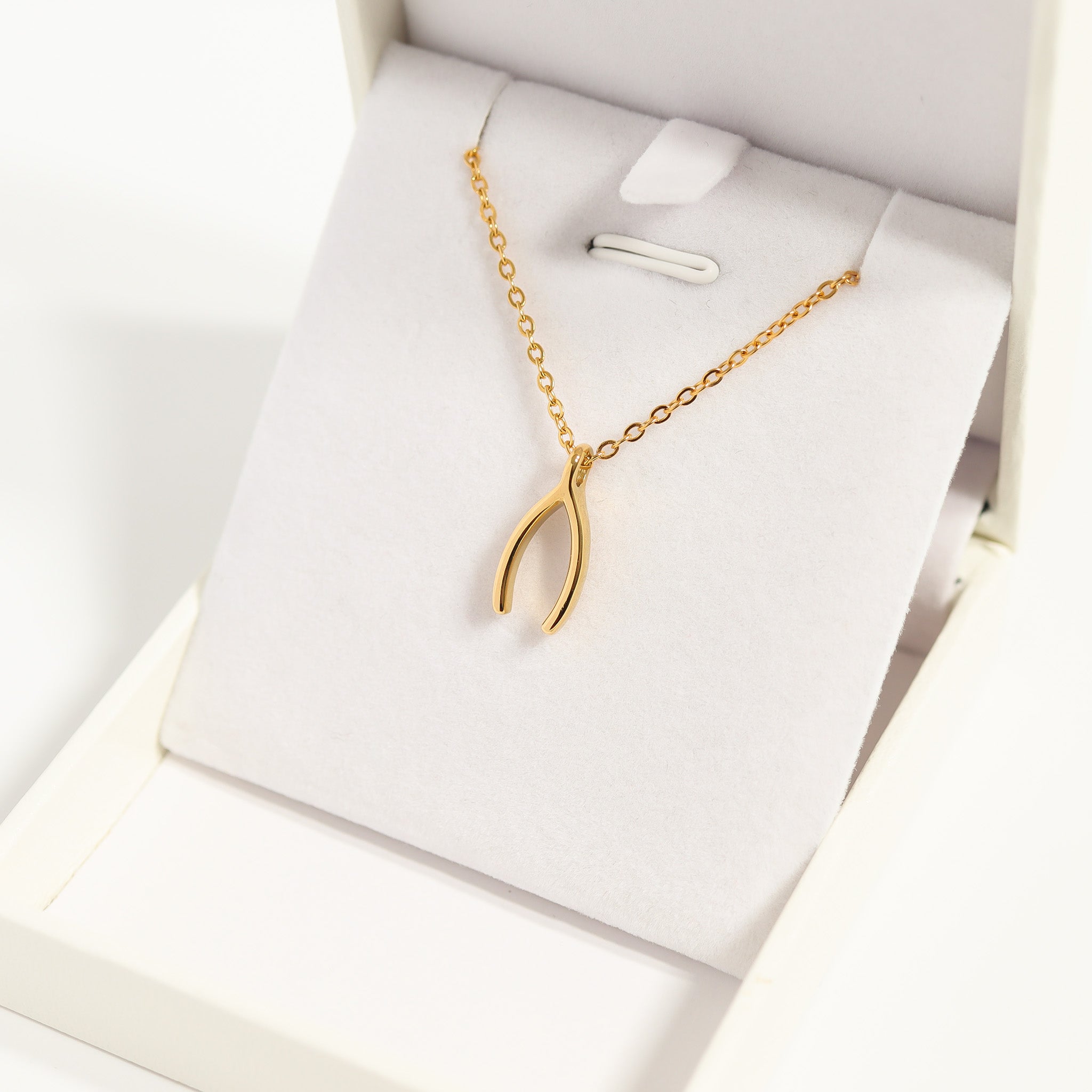 18K Gold PVD Stainless Steel Wishbone Charm